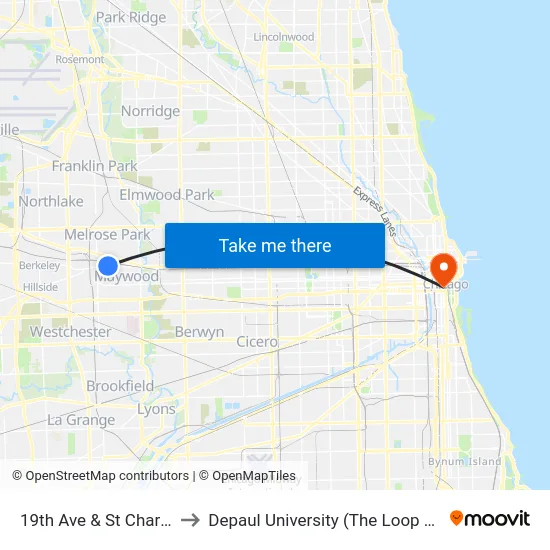 19th Ave & St Charles Rd to Depaul University (The Loop Campus) map