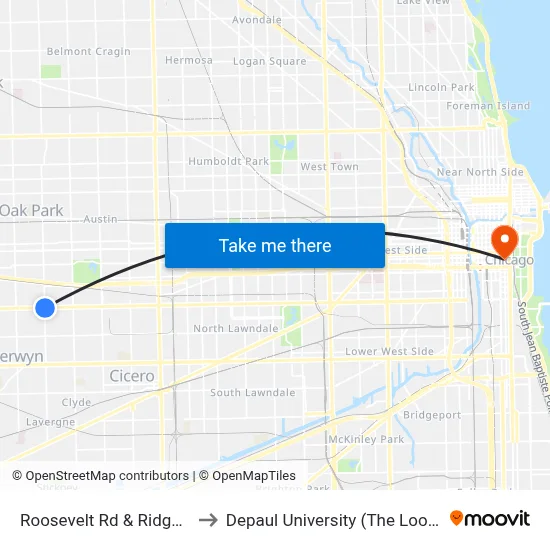 Roosevelt Rd & Ridgeland Ave to Depaul University (The Loop Campus) map