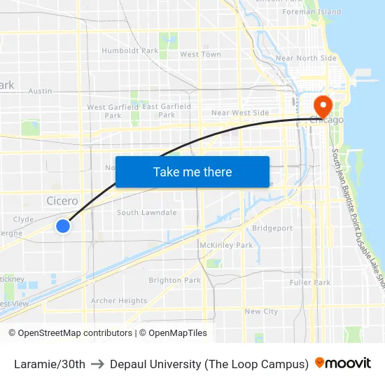Laramie/30th to Depaul University (The Loop Campus) map