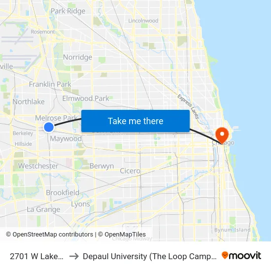 2701 W Lake St to Depaul University (The Loop Campus) map