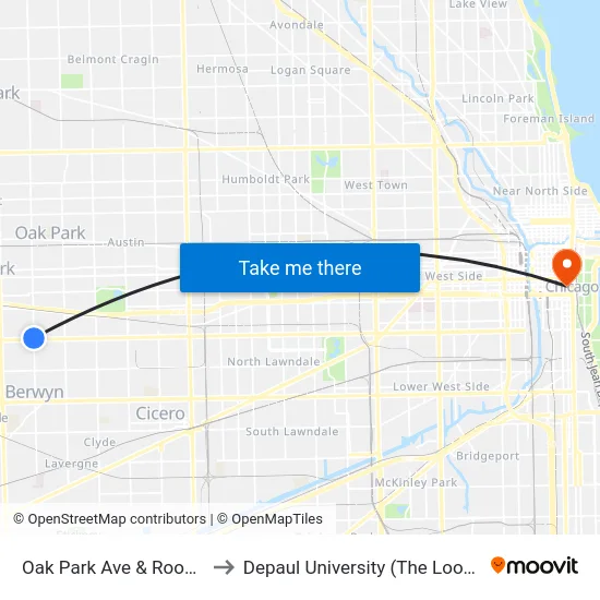 Oak Park Ave & Roosevelt Rd to Depaul University (The Loop Campus) map