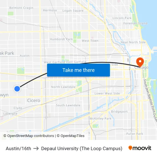 Austin/16th to Depaul University (The Loop Campus) map