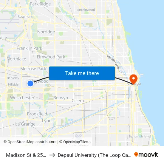 Madison St & 25th St to Depaul University (The Loop Campus) map