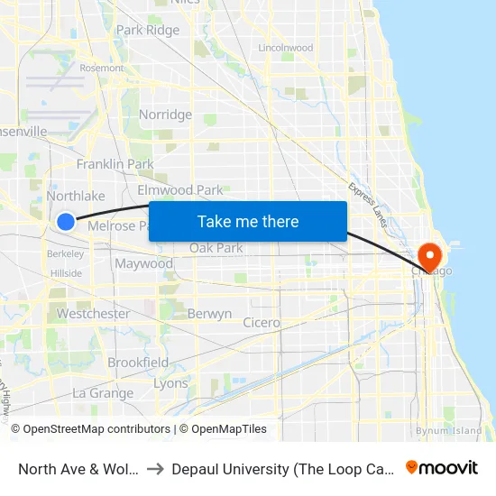 North Ave & Wolf Rd to Depaul University (The Loop Campus) map