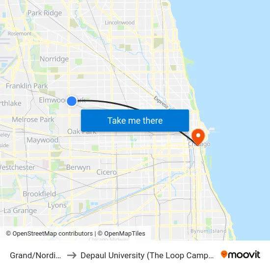 Grand/Nordica to Depaul University (The Loop Campus) map