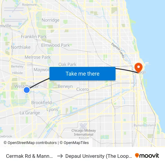 Cermak Rd & Mannheim Rd to Depaul University (The Loop Campus) map