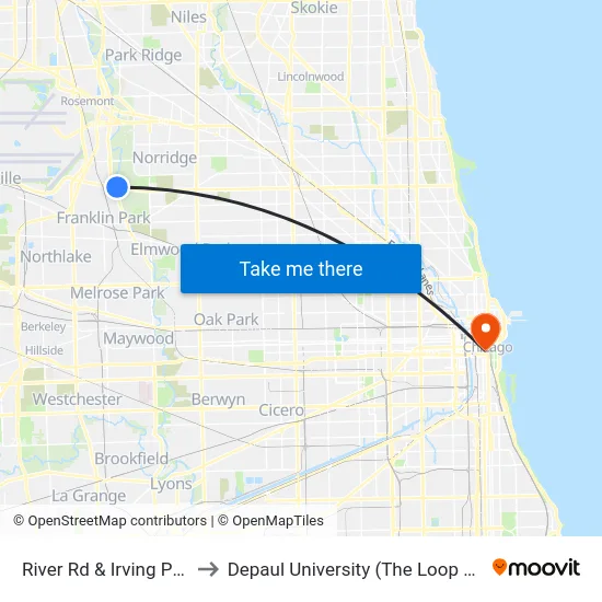 River Rd & Irving Park Rd to Depaul University (The Loop Campus) map