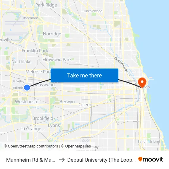 Mannheim Rd & Madison St to Depaul University (The Loop Campus) map