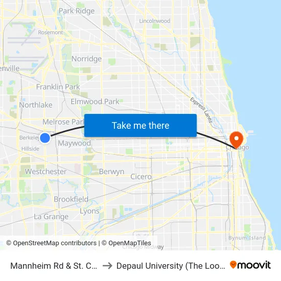 Mannheim Rd & St. Charles Rd to Depaul University (The Loop Campus) map