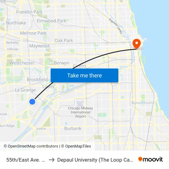 55th/East Ave. (Se) to Depaul University (The Loop Campus) map