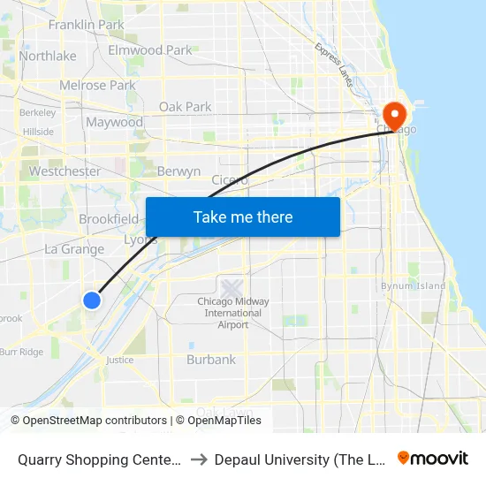Quarry Shopping Center/Office Max to Depaul University (The Loop Campus) map