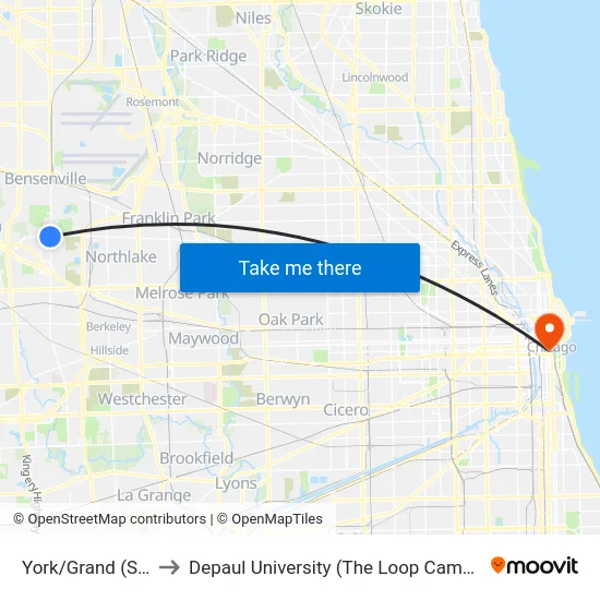 York/Grand (Sw) to Depaul University (The Loop Campus) map
