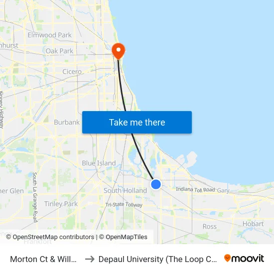 Morton Ct & Willow Ct to Depaul University (The Loop Campus) map