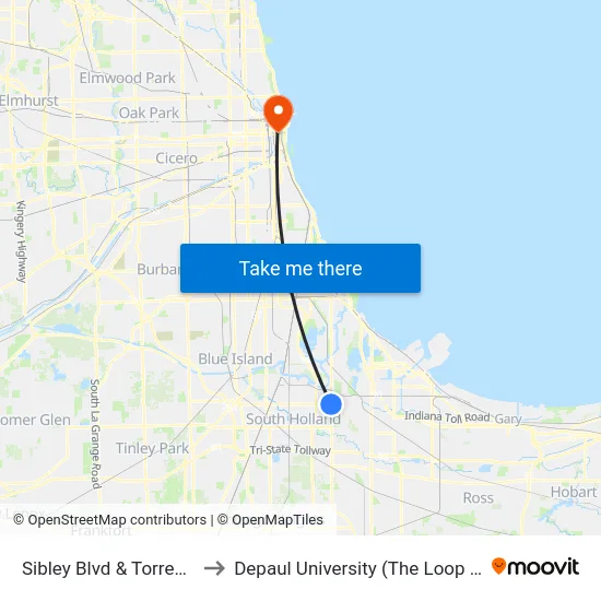 Sibley Blvd & Torrence Ave to Depaul University (The Loop Campus) map