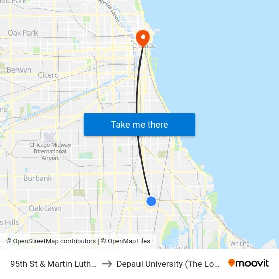 95th St & Martin Luther King Dr to Depaul University (The Loop Campus) map
