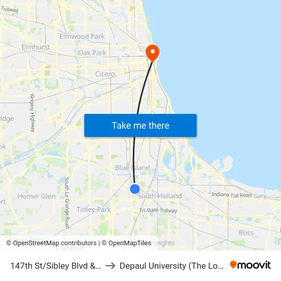147th St/Sibley Blvd & Dixie Hwy to Depaul University (The Loop Campus) map