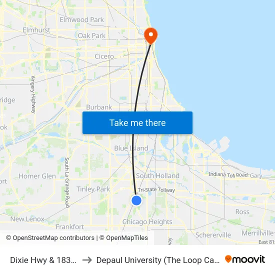 Dixie Hwy & 183rd St to Depaul University (The Loop Campus) map