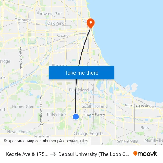 Kedzie Ave & 175th St to Depaul University (The Loop Campus) map