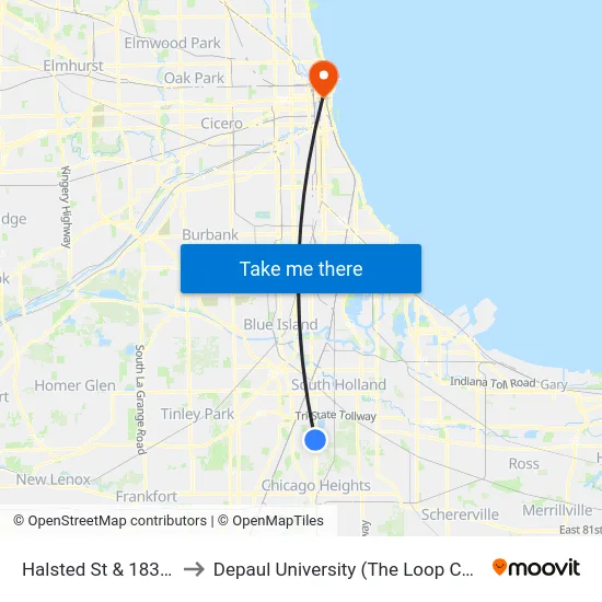Halsted St & 183rd St to Depaul University (The Loop Campus) map