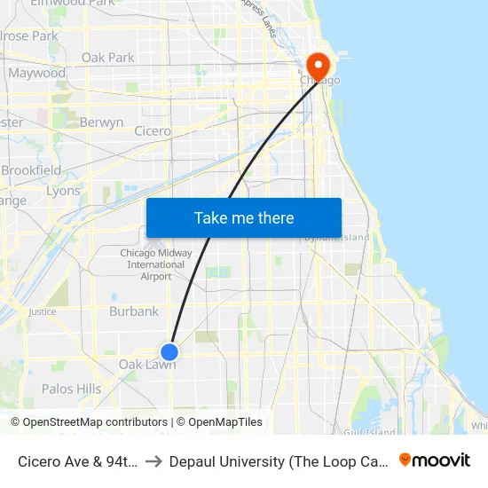 Cicero Ave & 94th St to Depaul University (The Loop Campus) map