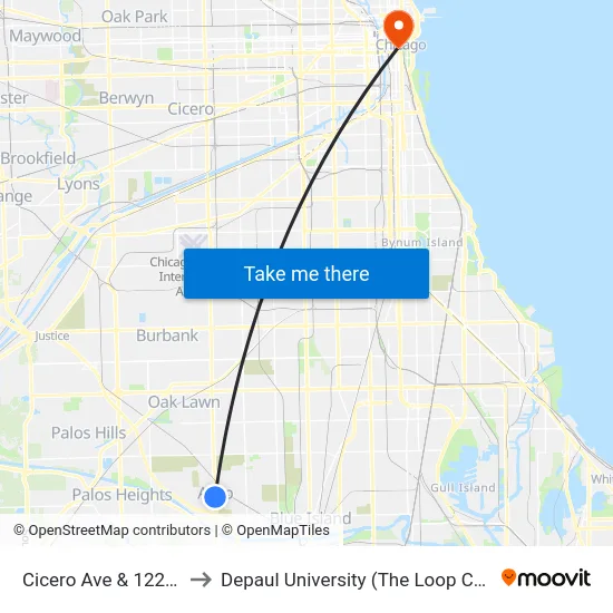 Cicero Ave & 122nd St to Depaul University (The Loop Campus) map