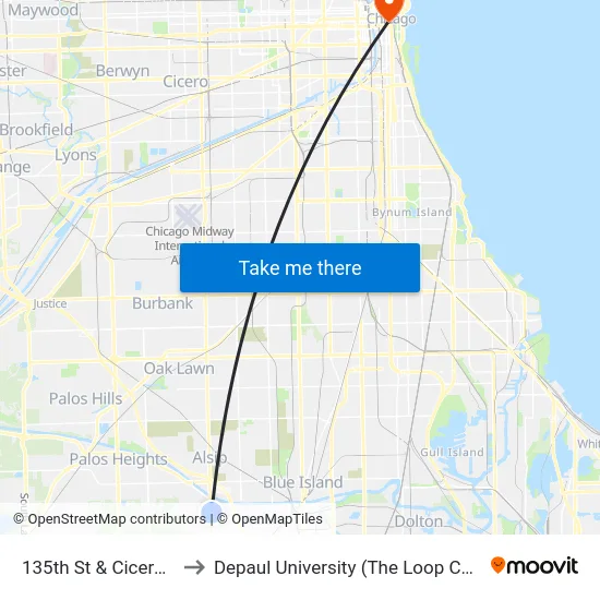 135th St & Cicero Ave to Depaul University (The Loop Campus) map
