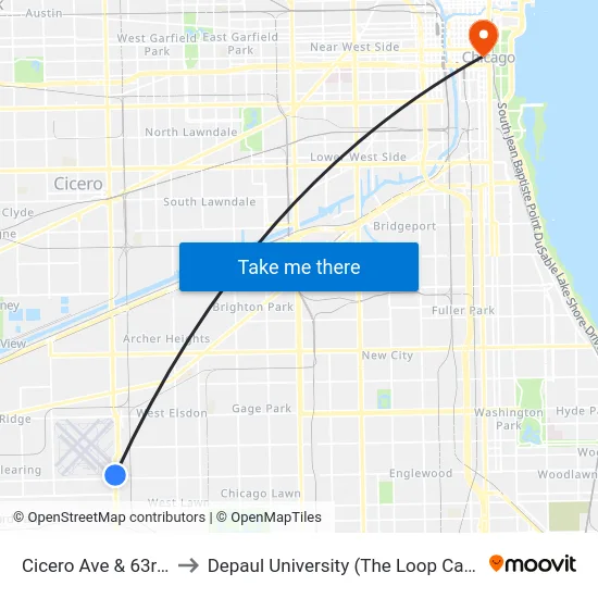 Cicero Ave & 63rd St to Depaul University (The Loop Campus) map