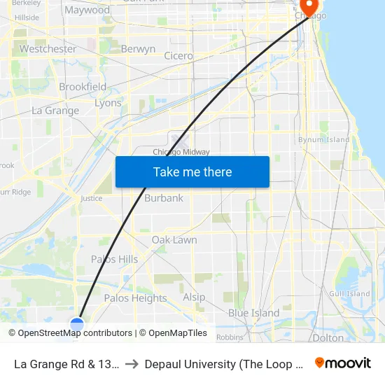 La Grange Rd & 131st St to Depaul University (The Loop Campus) map