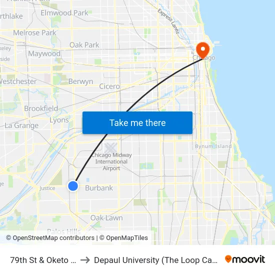 79th St & Oketo Ave to Depaul University (The Loop Campus) map