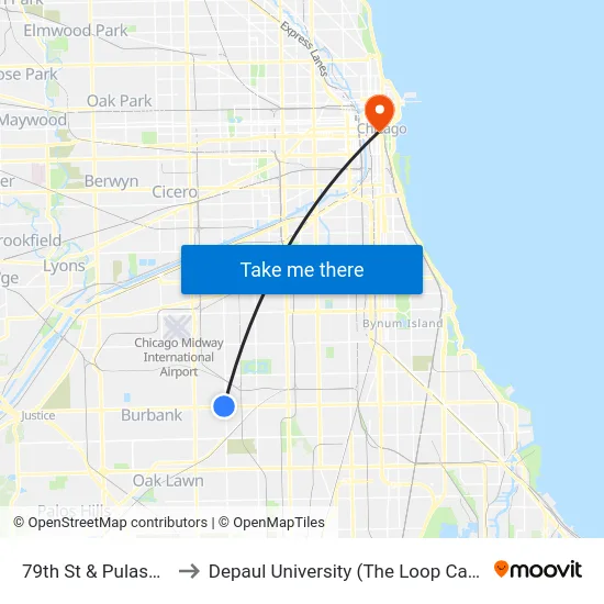79th St & Pulaski Rd to Depaul University (The Loop Campus) map