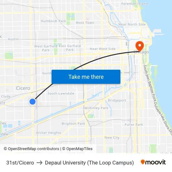 31st/Cicero to Depaul University (The Loop Campus) map