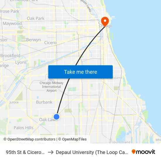 95th St & Cicero Ave to Depaul University (The Loop Campus) map