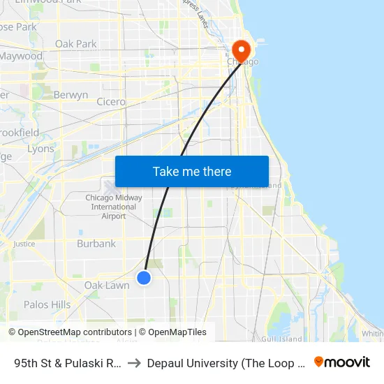 95th St & Pulaski Rd (Sw) to Depaul University (The Loop Campus) map