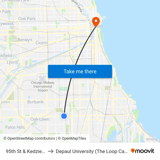 95th St & Kedzie Ave to Depaul University (The Loop Campus) map