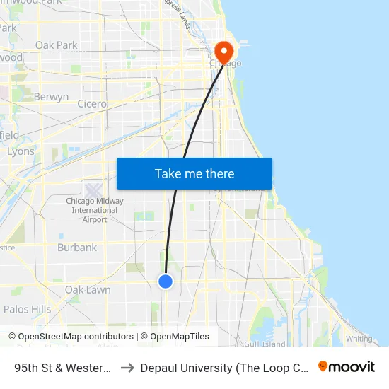 95th St & Western Ave to Depaul University (The Loop Campus) map