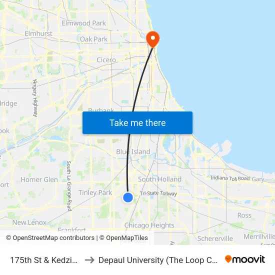 175th St & Kedzie Ave to Depaul University (The Loop Campus) map