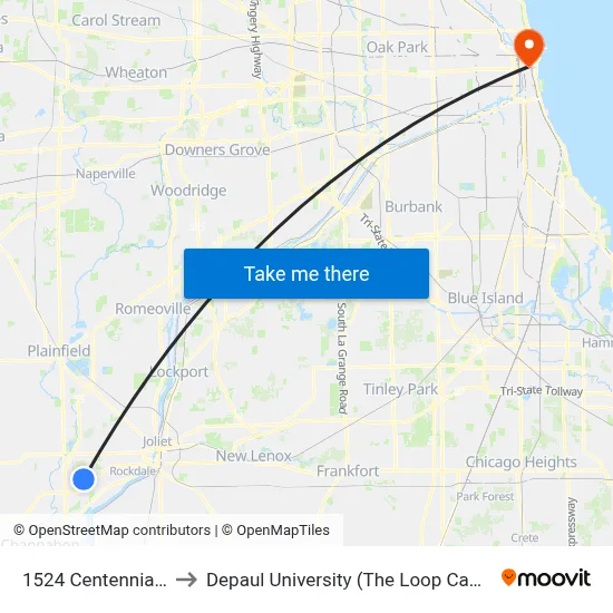 1524 Centennial Dr to Depaul University (The Loop Campus) map