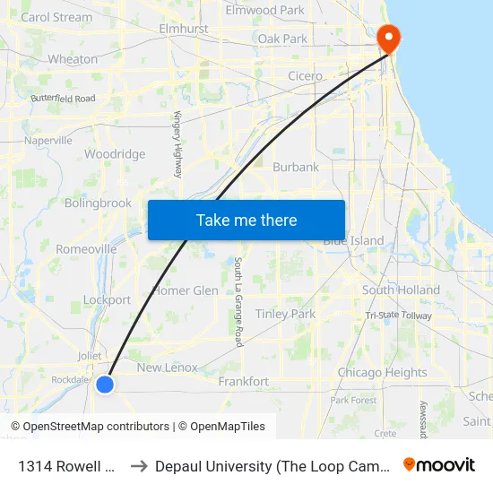 1314 Rowell Ave to Depaul University (The Loop Campus) map