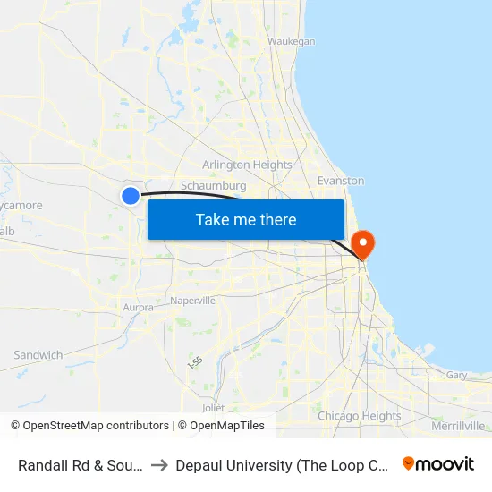 Randall Rd & South St to Depaul University (The Loop Campus) map