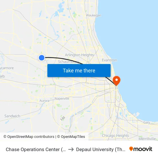 Chase Operations Center (2500 Westfield Dr) to Depaul University (The Loop Campus) map