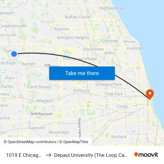 1019 E Chicago St to Depaul University (The Loop Campus) map