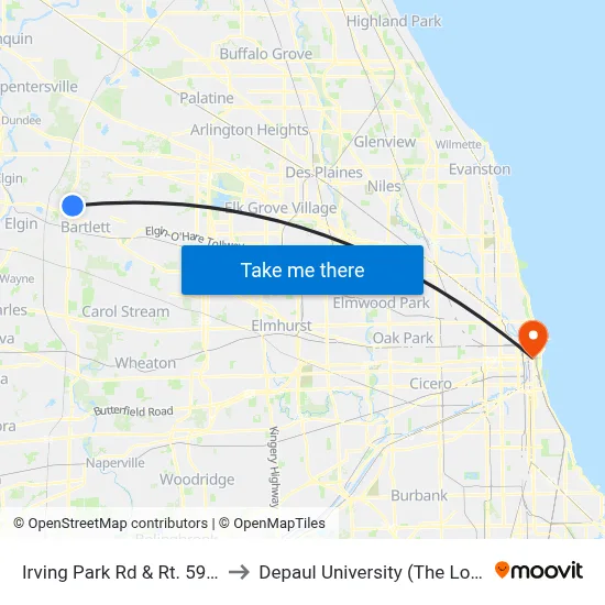 Irving Park Rd & Rt. 59/Sutton Rd to Depaul University (The Loop Campus) map
