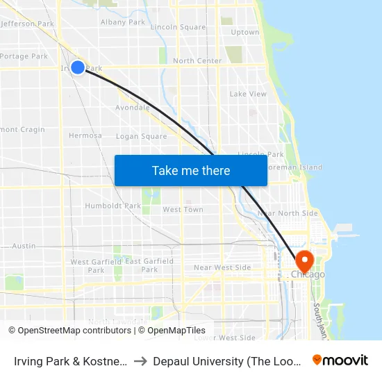 Irving Park & Kostner (West) to Depaul University (The Loop Campus) map