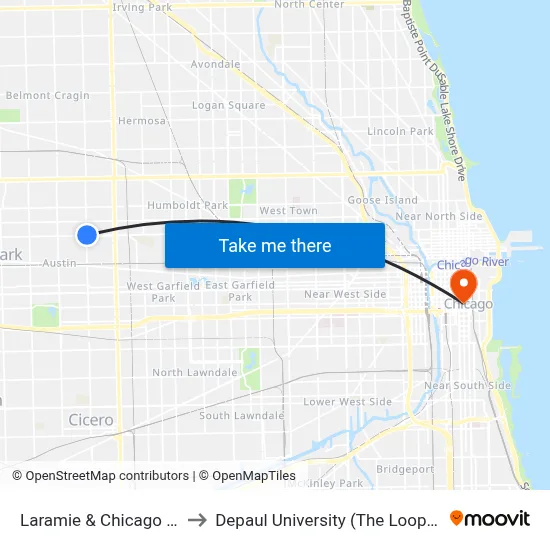 Laramie & Chicago (North) to Depaul University (The Loop Campus) map