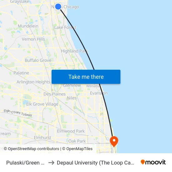 Pulaski/Green Bay to Depaul University (The Loop Campus) map