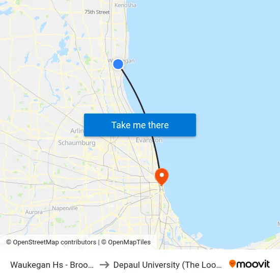 Waukegan Hs - Brookside #1 to Depaul University (The Loop Campus) map