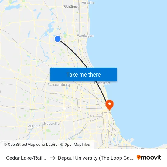 Cedar Lake/Railroad to Depaul University (The Loop Campus) map