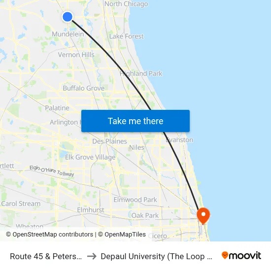 Route 45 & Peterson Rd to Depaul University (The Loop Campus) map