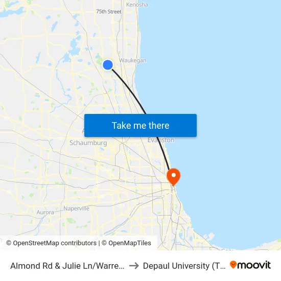Almond Rd & Julie Ln/Warren Township High School to Depaul University (The Loop Campus) map