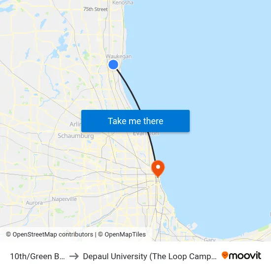 10th/Green Bay to Depaul University (The Loop Campus) map